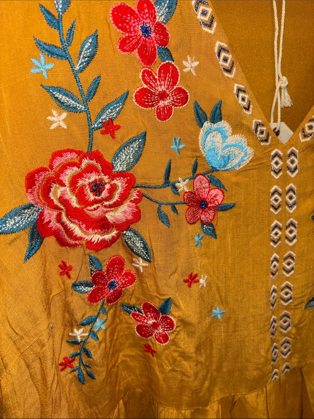 Savanna Jane Boutique Dress Embroidered Boho Marigold Fall NWT Flowy 1X 2X 3X - Picture 3 of 6